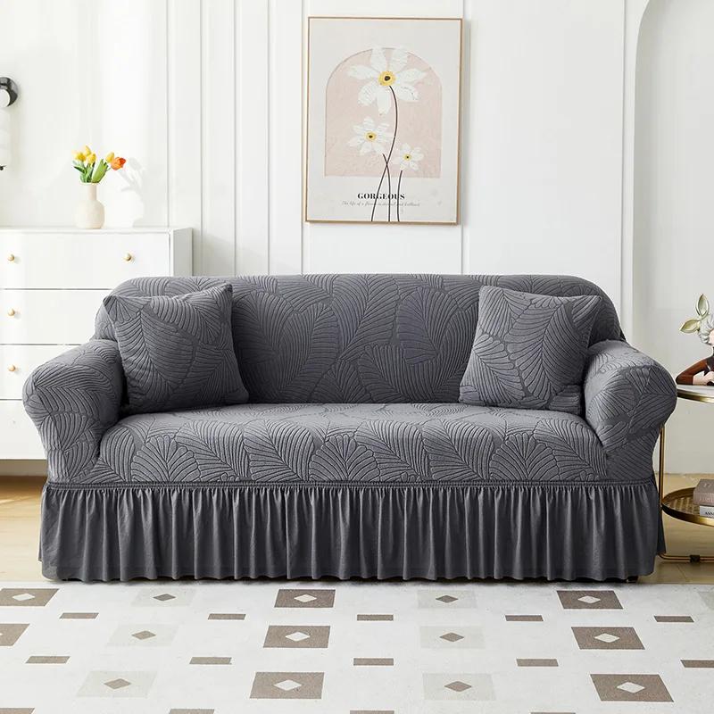 1/2/3/4 Seater Sofa Cover with Skirt Four Seasons Universal Elastic All-Inclusive Sofa Dust Covers for Living Room Funda De Sofá