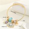 DIY Gold Stainless Steel Bracelet Exquisite Oil Drip Pendant Alloy Adjustable Couple Bracelet