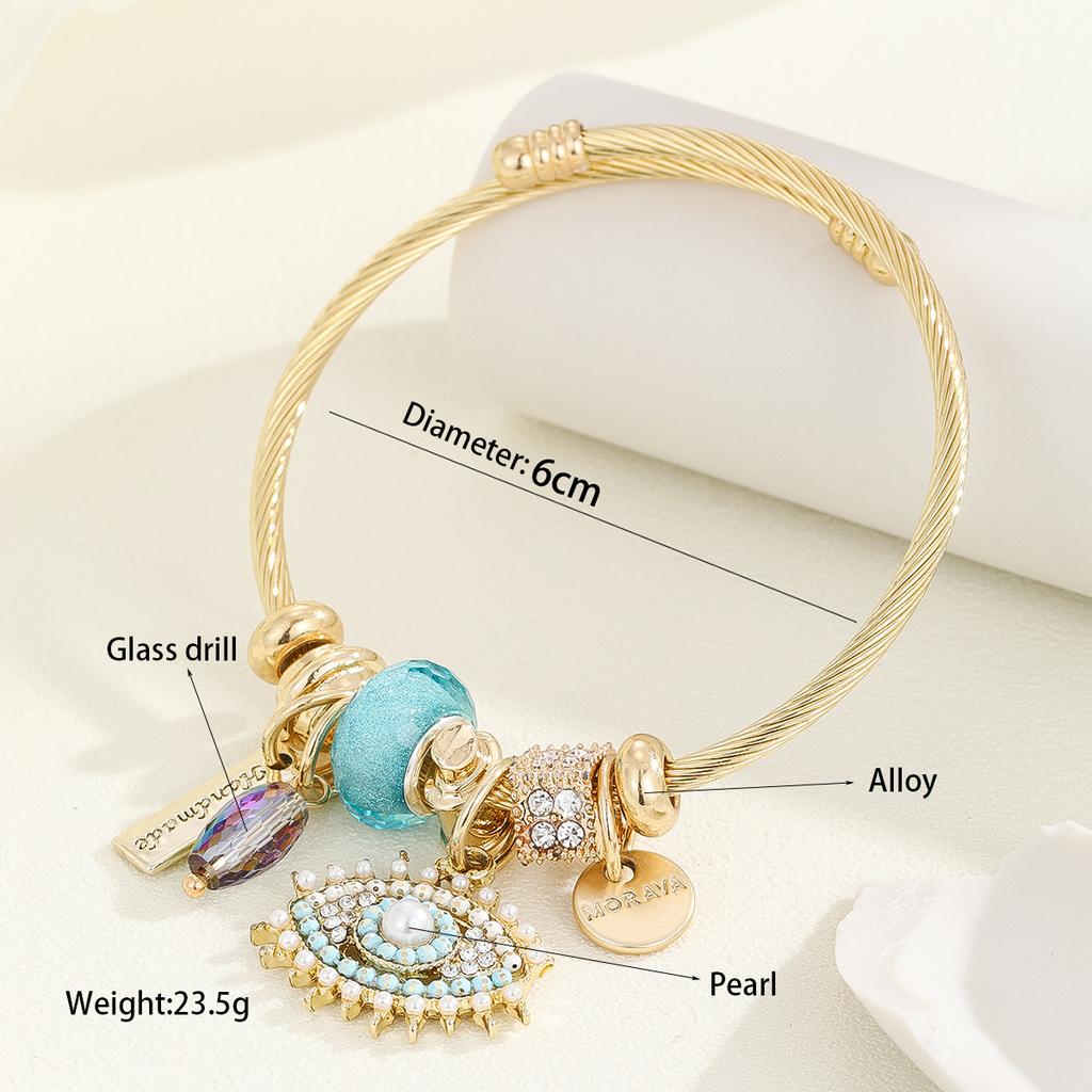 DIY Gold Stainless Steel Bracelet Exquisite Oil Drip Pendant Alloy Adjustable Couple Bracelet
