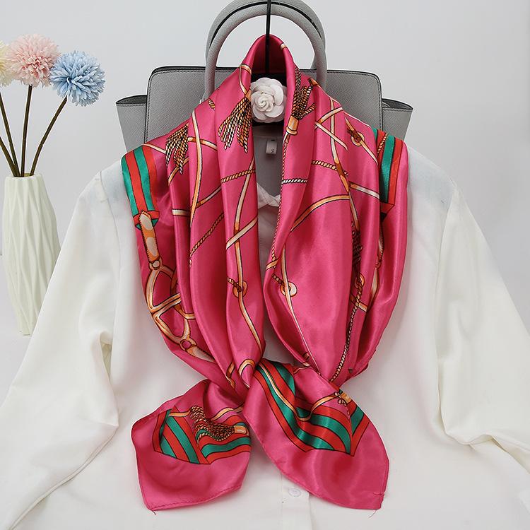 Cashew Flower Satin Square Scarf, Summer Silk Scarf, Thin Shawl, Amazon Foreign Trade Headscarf, Scarf