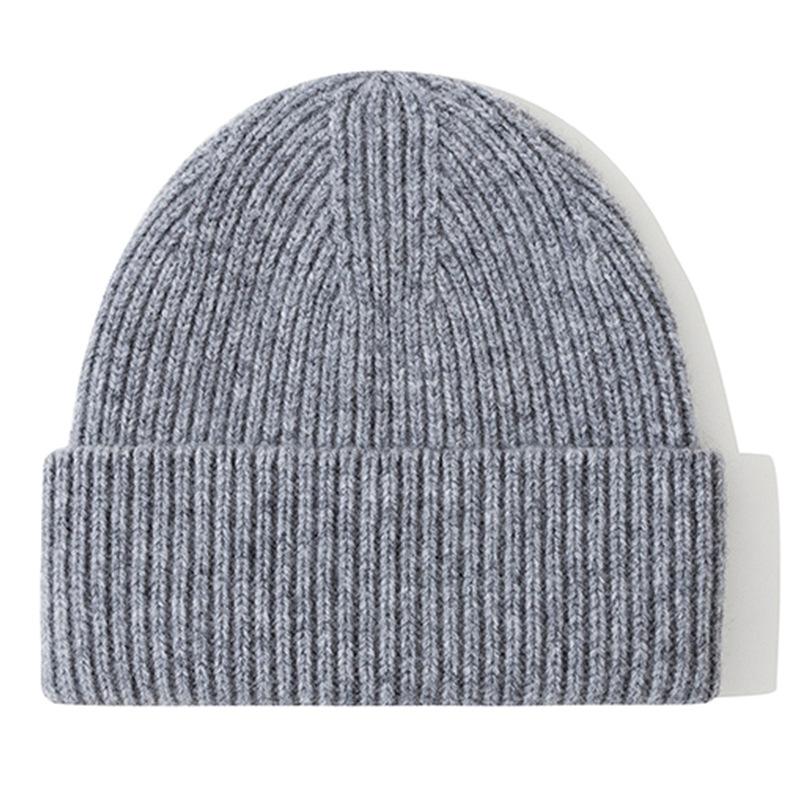 Classic Ribbed Knit Beanie-Unisex 100% Wool Hat for Autumn/Winter Business & Travel One Size Fits Most