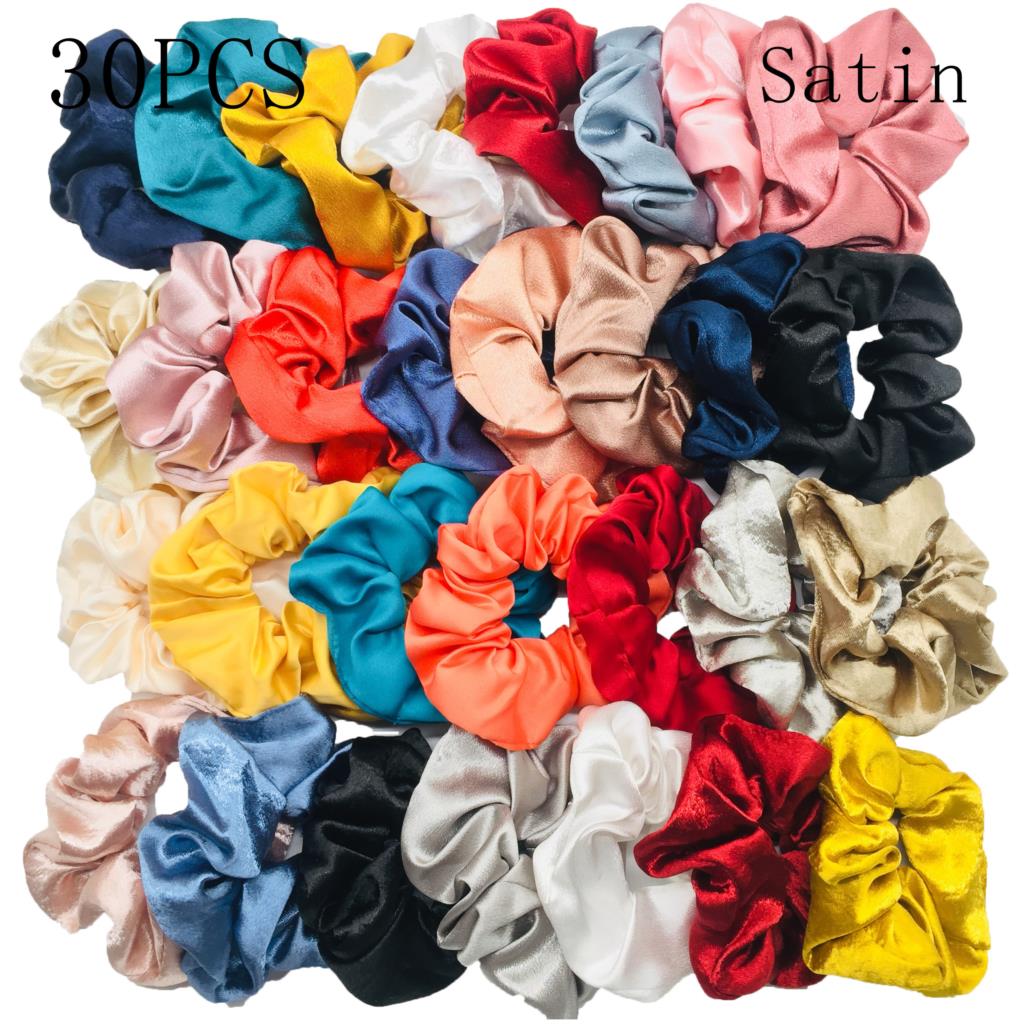 50/40/30 Stück/10 Stück Haargummis für Frauen Mädchen Plüsch Elastisches Band Gummiband Weihnachten Weihnachtsmann Accessoires Flauschiger Kunstpelz Satin