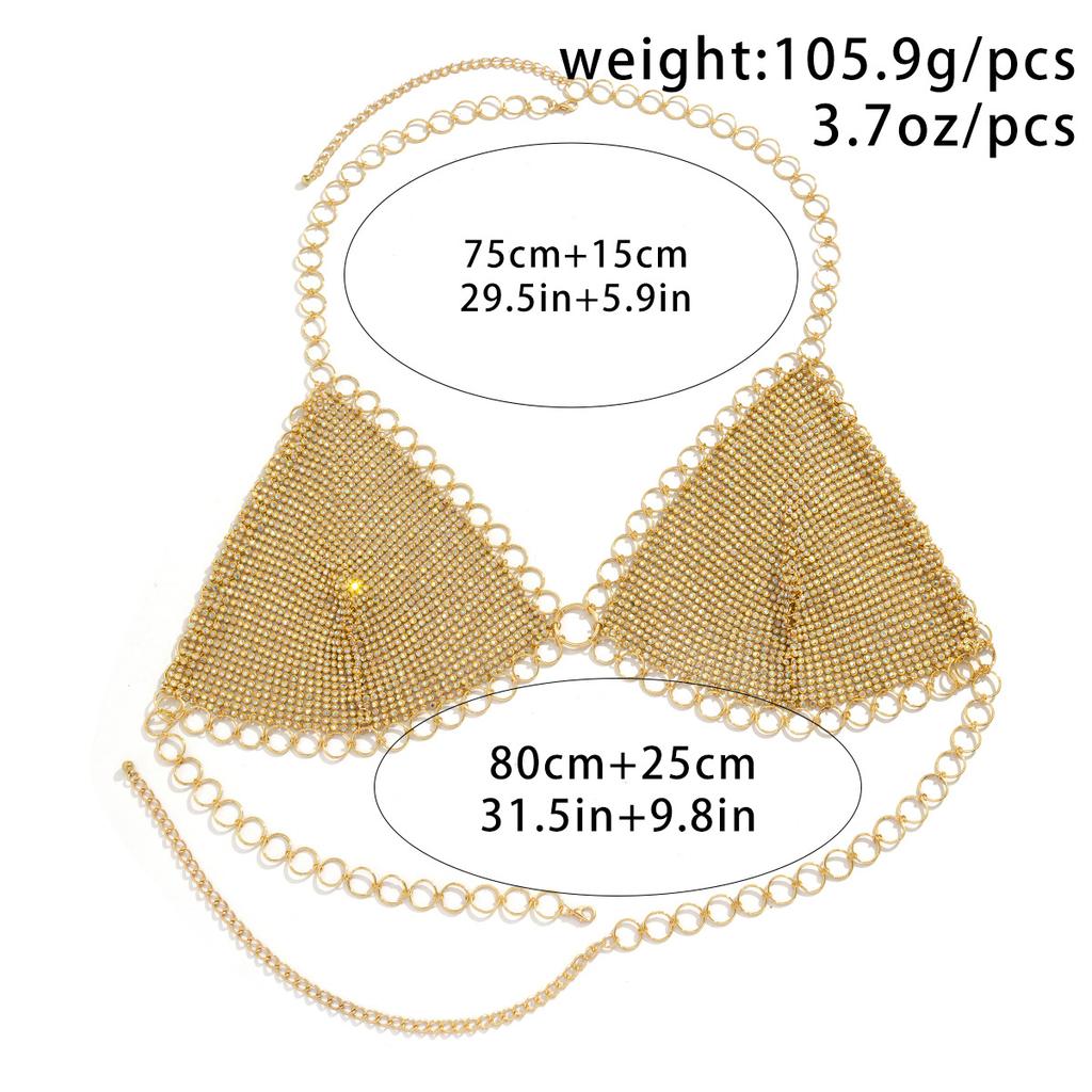 Rhinestone Body Chain Silver Chest Chain Party Body Jewelry Sparkly Halter Bra Chain Club Belly Accessories