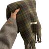 Vintage Green Plaid Scarf for Women - Cozy Winter Faux Cashmere Wrap with Elegant Tassels