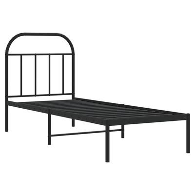 Metal Bed Frame with Headboard Black 75x190 Cm