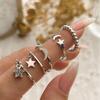 Mix And Match Stacked Star And Moon Ring Set For Women, Personalized Micro-Inlaid Butterfly Geometric Ring Jewelry