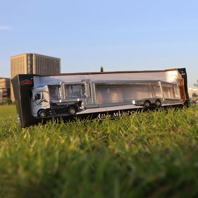 1:50 דגמי צעצוע של משאיות ורכבים גדולים מיציקת מתכת, דגמי צעצוע של כלי רכב להובלה עם מנגנון משיכה לאחור, צלילים ואורות, מתנות לבנים