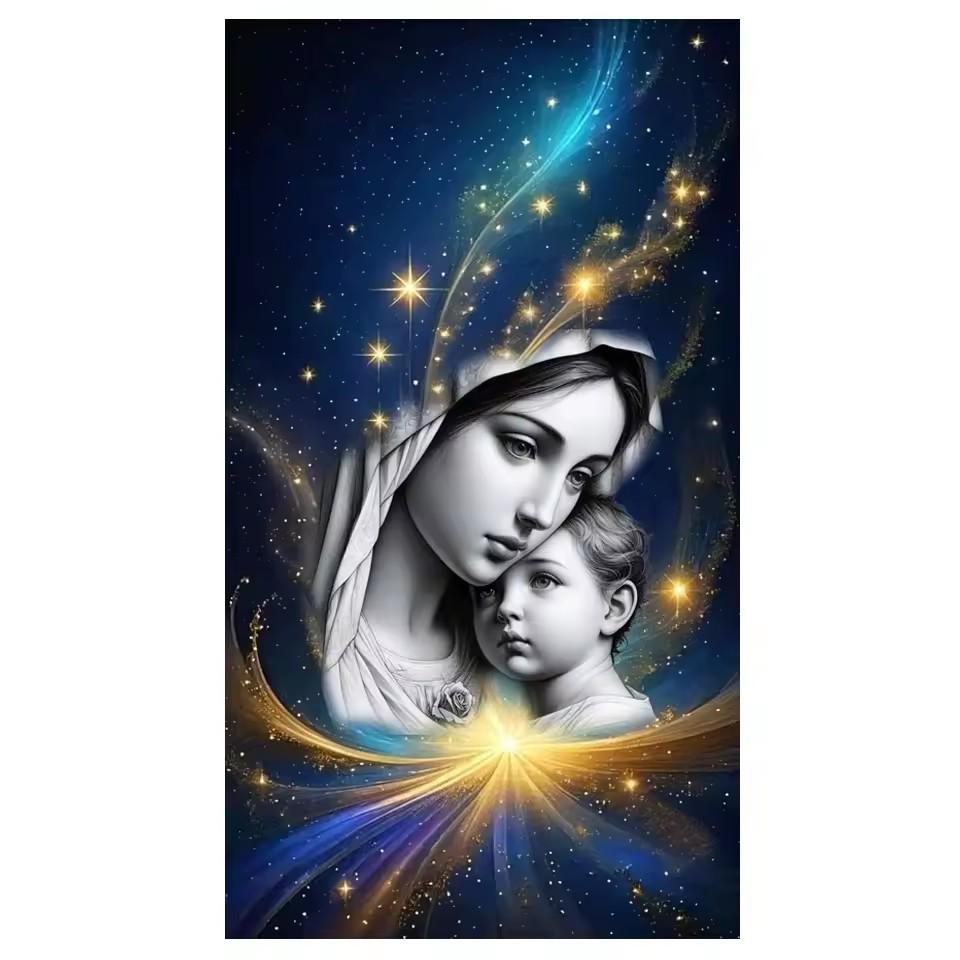 Full Square Round Diamond Painting Kit Religion Art Virgin Mary Praying Diamond Embroidery Handmade Mosaic Home Decoration