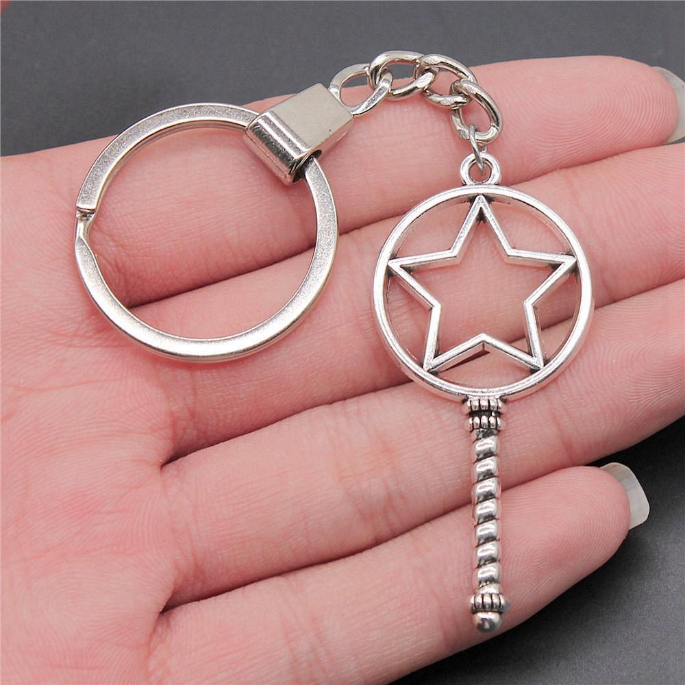 30mm Keychains Sun Moon Pentagram Vintage Jewelry Supplies QY047