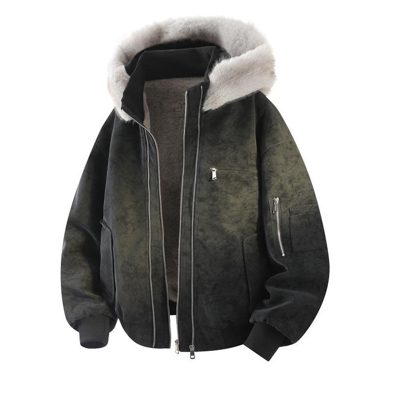 Winter Korean Trendy Men's White Cat Ear Detachable Cotton Jacket