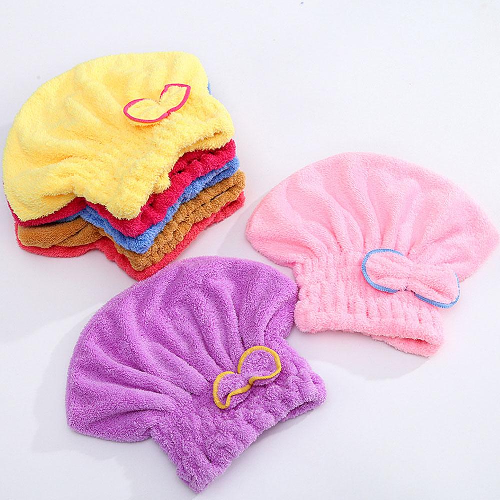 6 Colors Microfiber Solid Quickly Bowknot Wrap Towel Dry Hair Hat Hair Turban Head Wrap Hat Thickened Absorbent For Dry Hair Cap