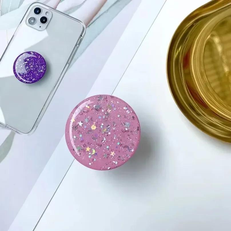 Holder Grips Tok Sockets Starry Sky Glitter Drop Glue Mobile Phone and Tablet Pop Grip 3D Finger Phone Holder Universal Lazy