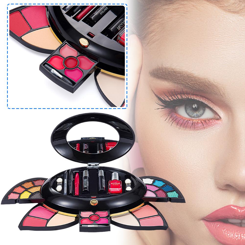 Profesjonalna Paleta Makijażu Z Lusterkiem Błyszczyk do Ust Lakier do Paznokci Tusz do Rzęs i Kobiety Dla Dziewczyn K U0F2