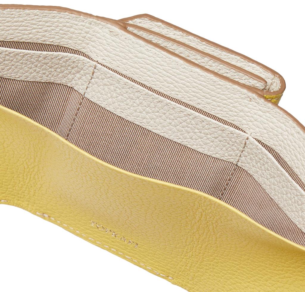 Carteira TOPKAPI de Couro Amarelo Limão Tamanho Único Feminina Bicolor Tripla Dobra,