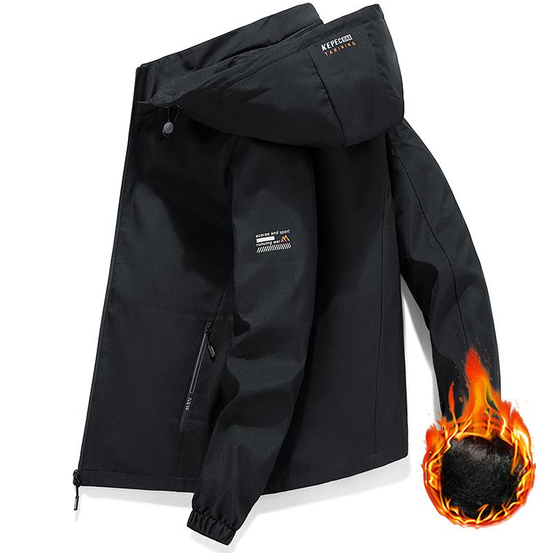 Jachetă pentru bărbați nouă de primăvară și toamnă Jachetă de vânt cu glugă la modă Jachetă casual îngroșată pentru bărbați Catifea pentru bărbați Opțional