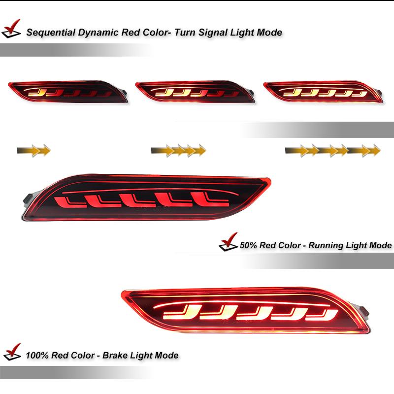 2PCS For Toyota Camry SE XSE 2018-2025 LED Rear Fog Lamp Car LED Bumper Light Brake Light Turn Signal Indicator Reflector