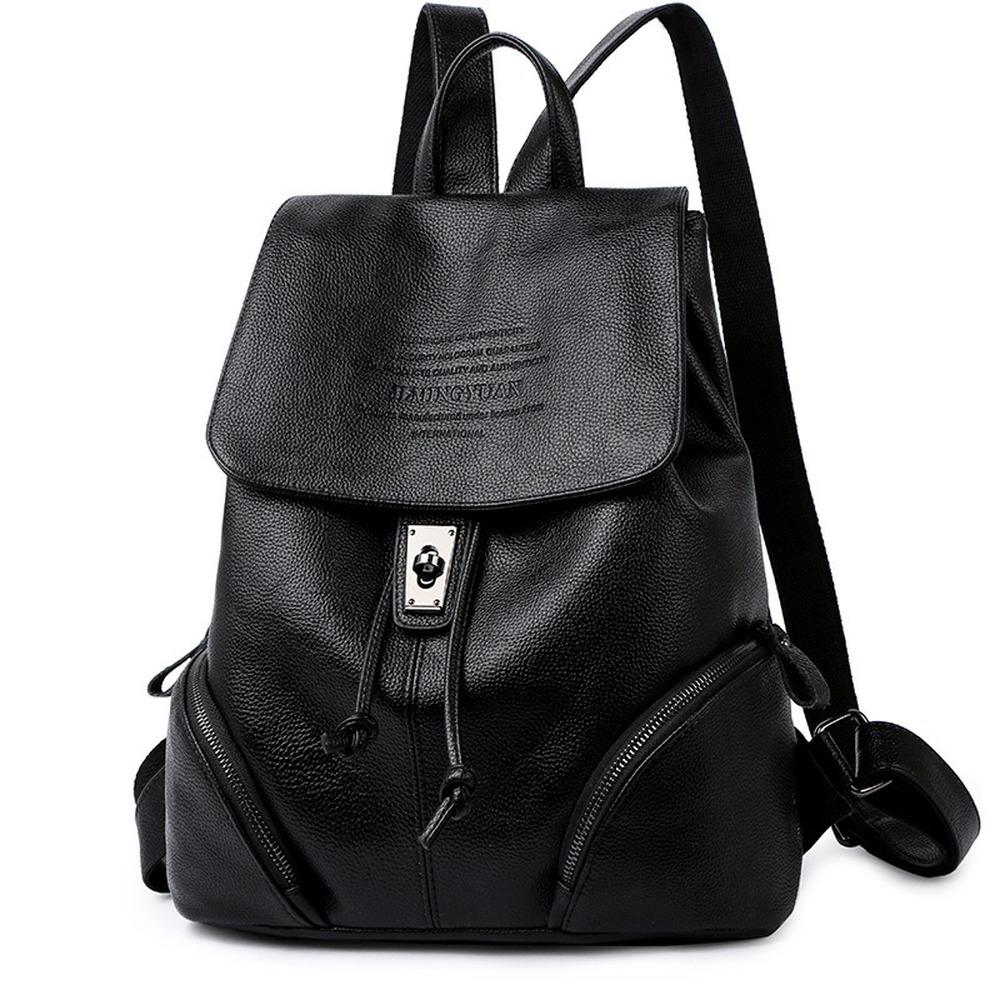 simple black leather backpack