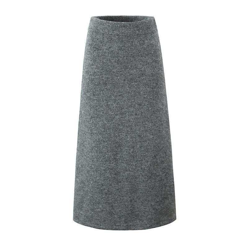 

Modern Mdeng Autumn and Winter Gray Idle Style Elegant off-Shoulder Two-Way Wear Sweater + Fishtail Skirt Suit Gray overskirt M