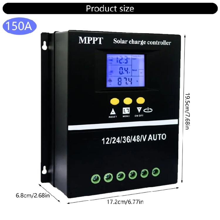 Intelligent 150A Solars Power Controllers Auto Adjusting Charging Current Designs for Solars Energy Projects Supplies