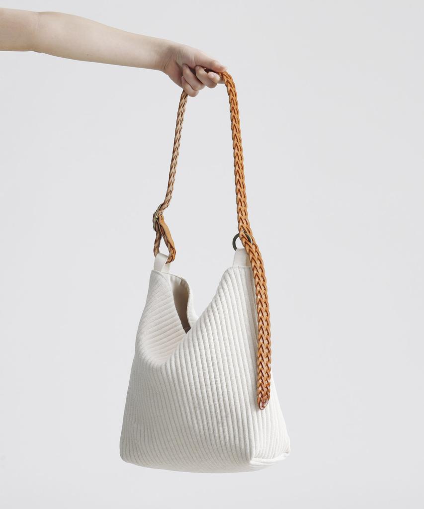 Green Stuff Belted Shoulder Bag B2 Ribbed Corduroy - Ivory