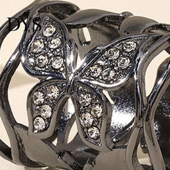 Fine Electroplated Scarf Ring Hollow-out Butterfly Ring, Rhinestone Holder, Elegant Stylish for Women Slide Shirts Neckerchiefs Shawls Silk