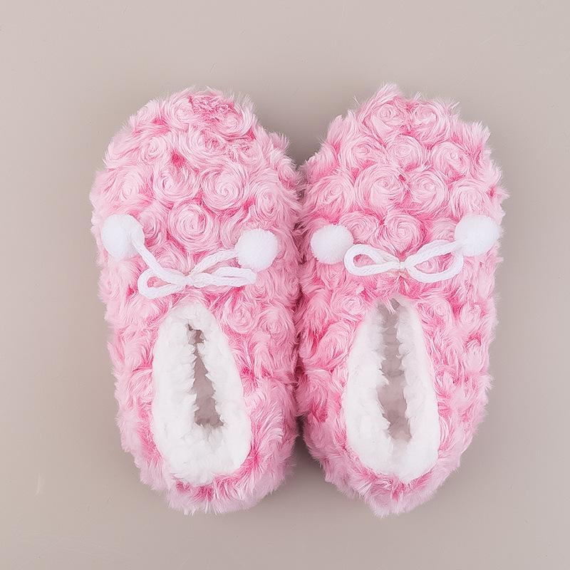 Warm Rose Hairball Kids' Slippers