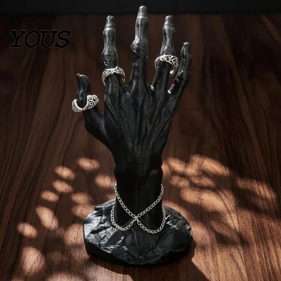Gothic Hand Ring Holder 3D Printed Skeleton Jewelry Display Stand for Rings Earrings, Organizer Unique Earring Storage Tray Bracelet Watch, Halloween