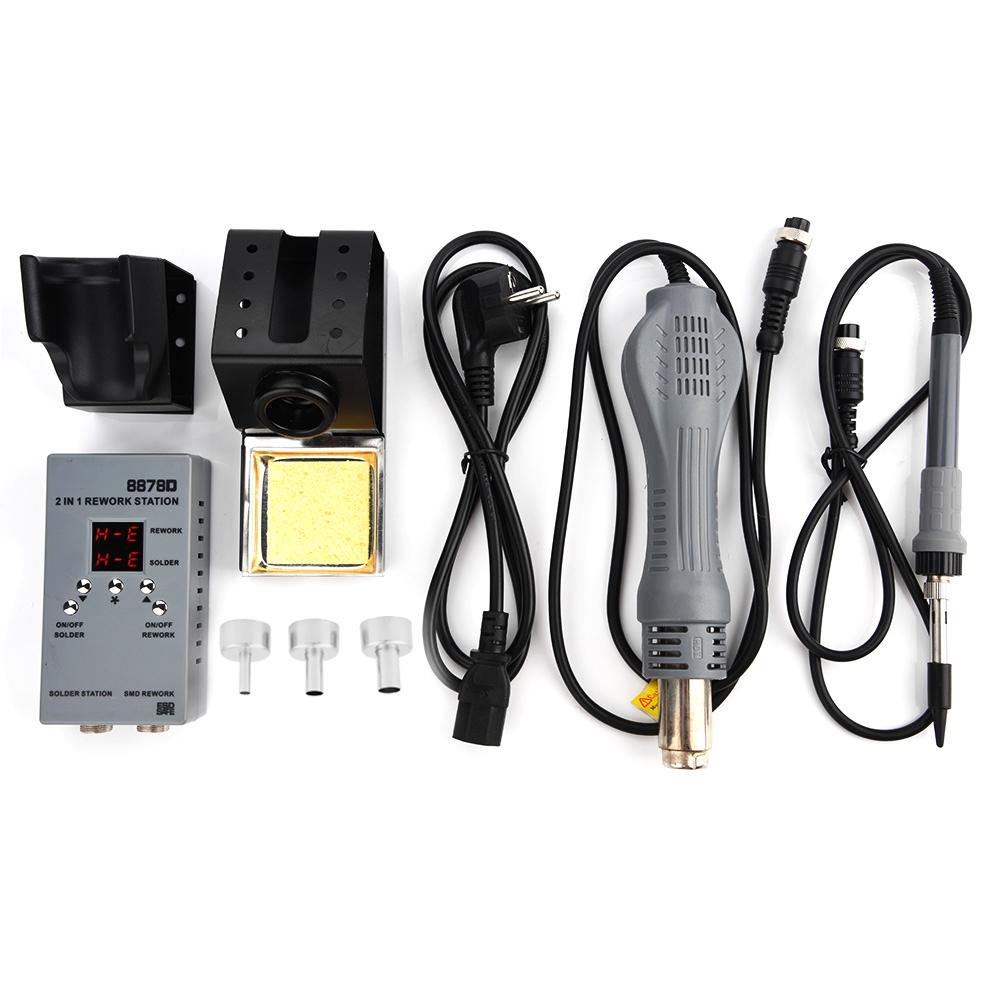 8878D 2 In 1 SMD Rework Station with Hot Air Gun & Soldering Iron for Phone Repair