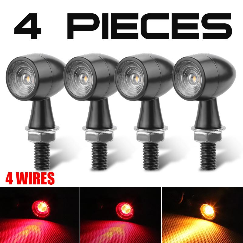 4 Wires E24 Motorcycle LED Turn Signals Light DRL Mini 8mm Retro Indicator Stop Lamp Flasher Blinker For Honda Suzuki Kawasaki