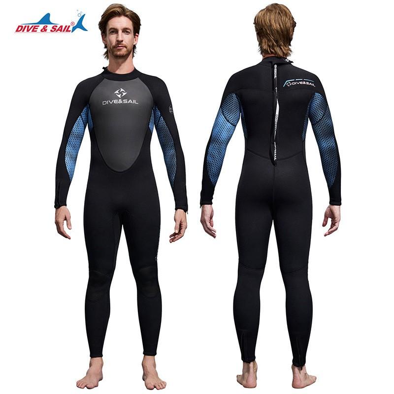 Diving Suit 3MM One-piece Long-sleeved Thick Warm Men's Cold-proof Snorkeling Surfing Swimsuit