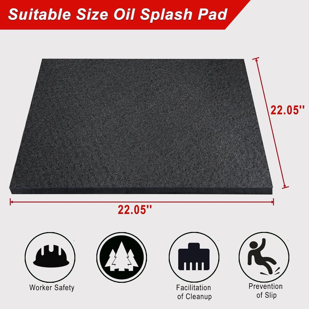 22" Oil Drain Splash Pad, Square No-Splatter Pad Oil Splash Pad, Black