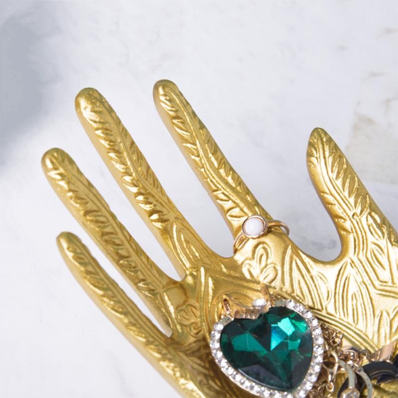 Polyresin Hand Jewelry Display Stand Support Holder Tower Organizer for Bracelet Necklace Watch Ring Tray, Black