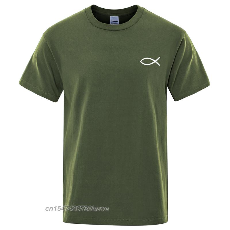 New T Shirt Unisexs Brand Tees Boys Male TShirt Tops Christian Jesus Fish High Quality Brand Unisex Tshirt