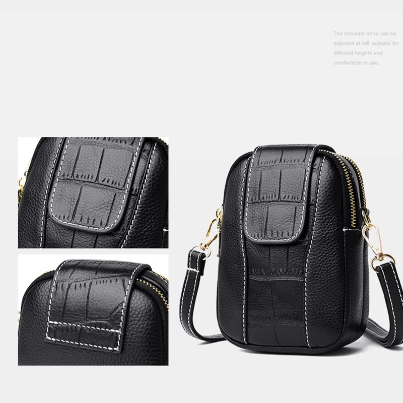 Vintage Small Crossbody Bag Women Alligator PU Messenger Bag Small Double-layer Handbag Shopping Lady Purse Phone Bag