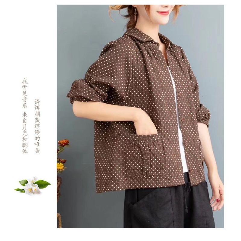 Cotton and Linen Jacket for Women Versatile Loose 2025 Spring Autumn New Literary Retro Thin Long-sleeved Top