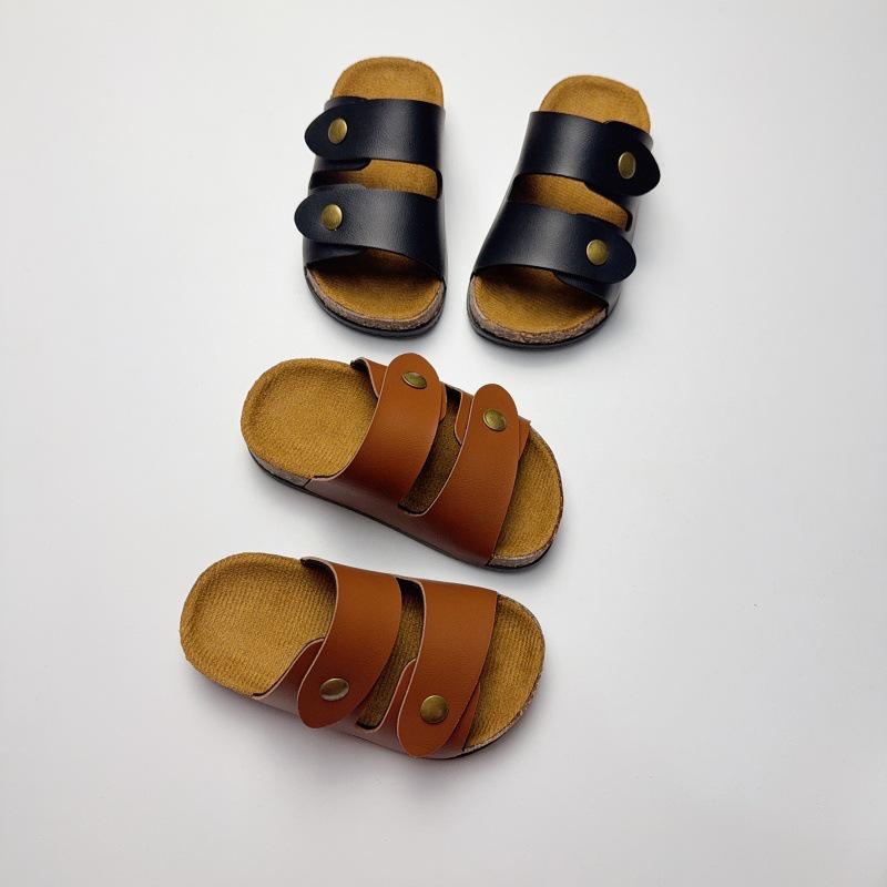 Trendy Non-Slip Leather Sandals for Boys & Girls: Stylish Korean Beachwear for Indoor & Outdoor Summer Fun