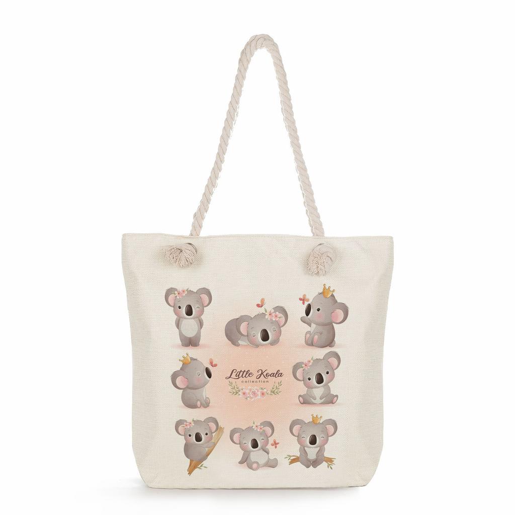 Koala print thick rope single-shoulder beach bag 7265