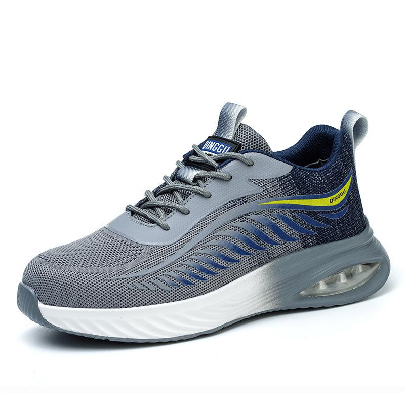 men's casual breathable steel toe cap work safety shoes worker air cushion sneakers summer security boots protective footwear