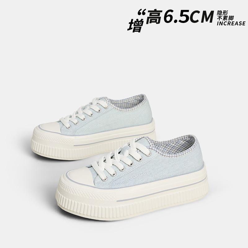  platform canvas shoes spring and summer new women's versatile sports little white shoes thin breathable casual round head board shoes