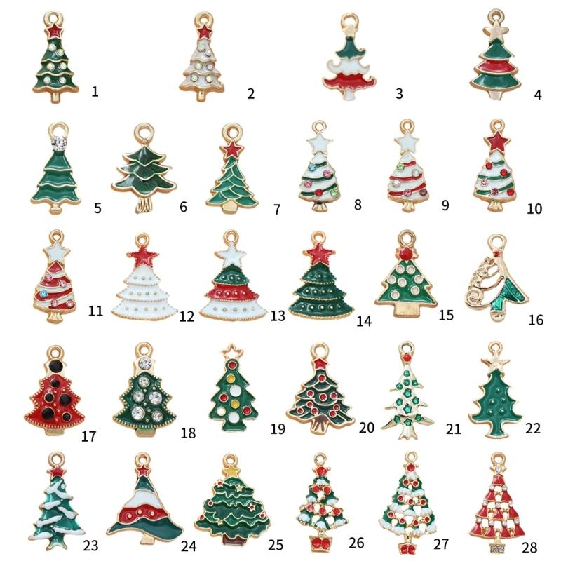 Christmas Enamel Charms for Jewelry Making, Mini Christmas Tree Pendants Charm for DIY Necklace Bracelet Earrings Making