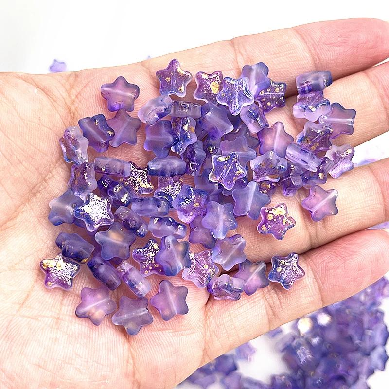 New 30pcs 8mm Five-pointed Star Matte Glass Beads Loose Spacer Beads for Jewelry Making DIY Handmade Bracelets Earrings