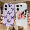 Butterfly Patterned Soft Silicone Clear Case For iPhone 11 12 13 14 15 Samsung A55 A54 A34 A15 S24 M35 Xiaomi Redmi Note 13 Pro Poco Shockproof Cover