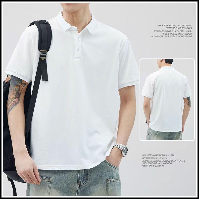 

2024 Новый летний модный тренд Высококлассная удобная темпераментная однотонная универсальная свободная повседневная футболка-поло с коротким рукавом L белый