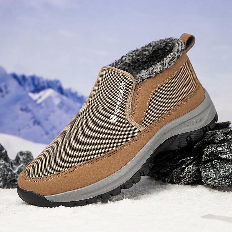 Winter Herren Plateau Schneestiefel Rutschfest Outdoor Wasserdicht Kurze Stiefel für Herren Warmhalten Dickes Fell Arbeitsschuhe Herren Stiefeletten