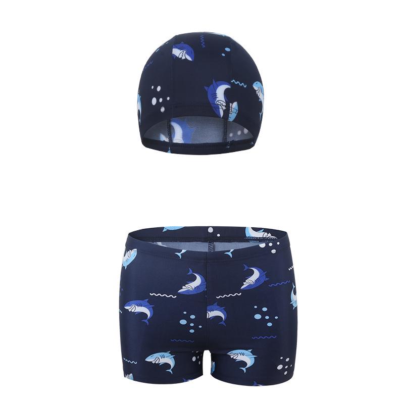 Quick-Dry Boys' Shark Swim Set: Trunks & Cap (2025 Model)
