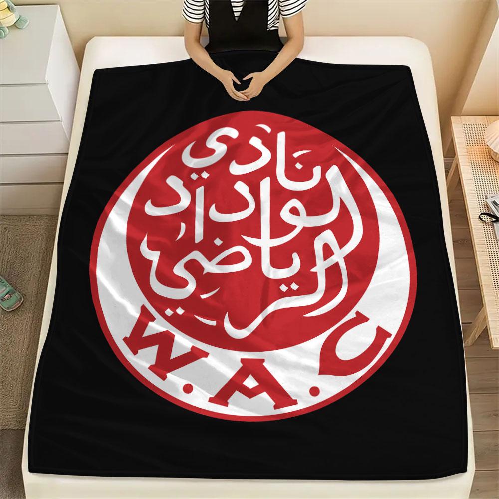Wydad AC Printed Flannel Blanket, soft throw for bedroom sofa, washable,soccer fan merchandise, great gift.
