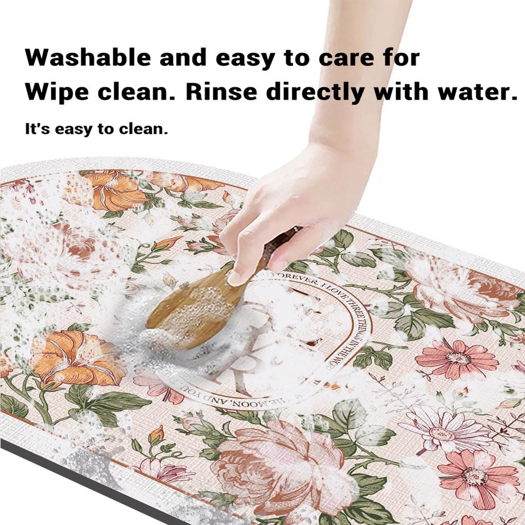 Flower Print Bath Mat Bathroom Super Absorbent Foot Mats Non-Slip Quick Dry Shower Pad Toilet Carpet Doormat Washable