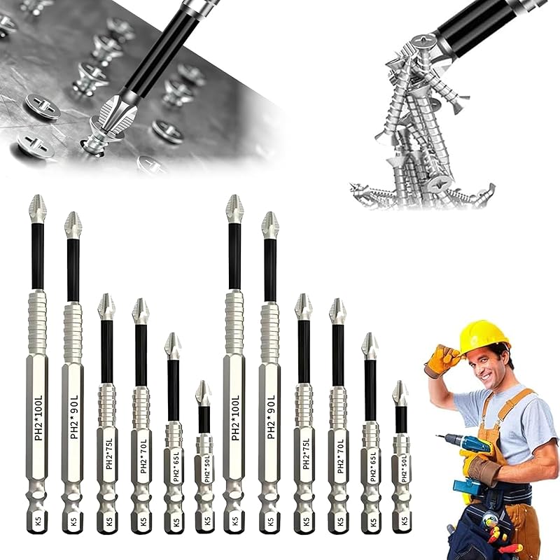 High Magnetic Screwdriver Drill Bit Set, 2025 New Magnetic Screwdriver Bits, Universal Anti Slip Magnetic Electric Screwdriver Set Suitable for Home