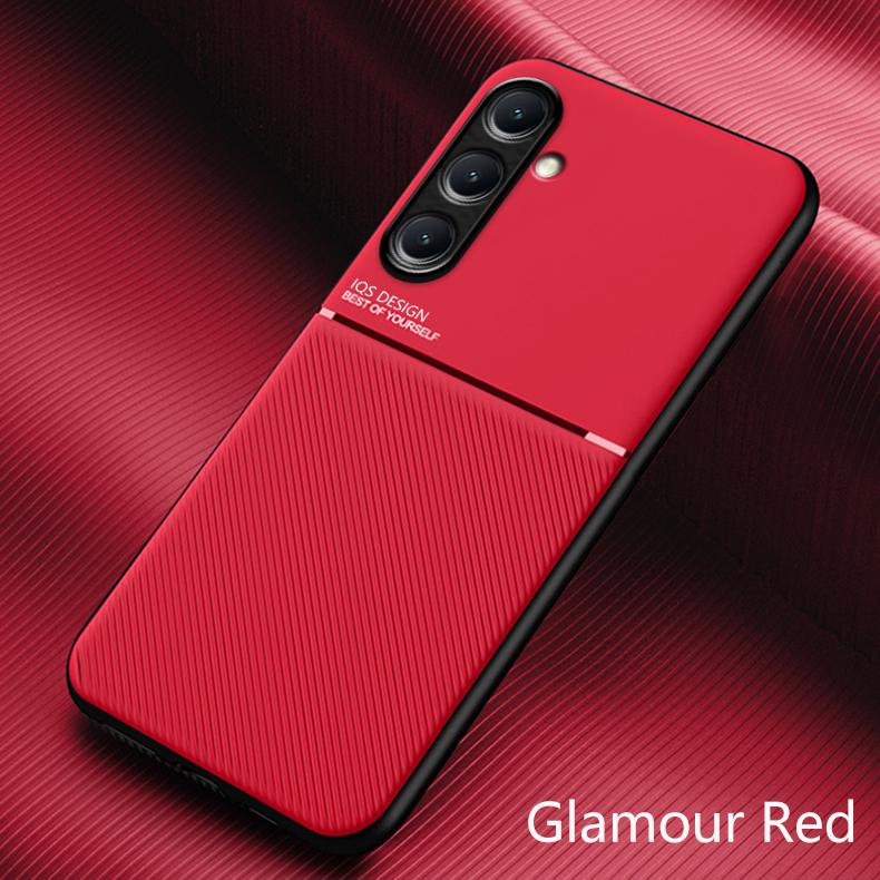 For Galaxy M35 5G Case 6.6'' M356B Leather Texture Car Magnetic Holder Phone Case For Samsung Galaxy M35 5G M 35 Soft Back Cover