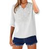 Women's Fashion Cotton Linen Casual Retro Loose Seven Sleeve Pullover T-Shirt Top